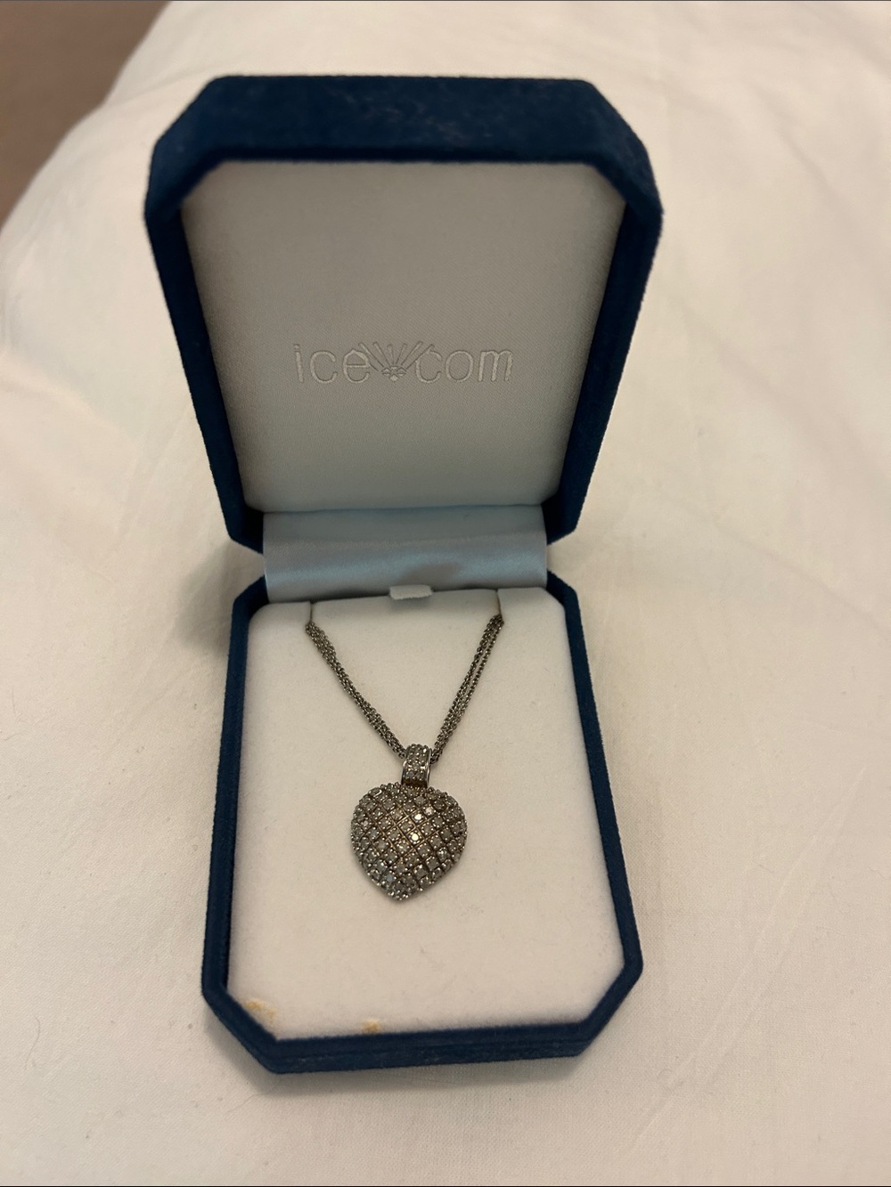 Ice Heart Pavé Crystal Pendant Necklace in Silver Tone